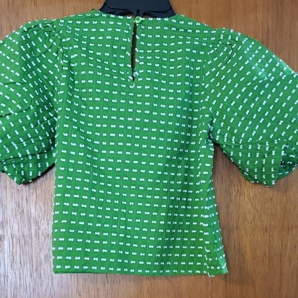 Kate Spade Green Blouse with Playful Puff Sleeves - Picture 9 of 9